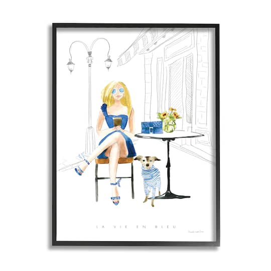 Stupell Industries La Vie En Bleu Parisian Glam Phrase Female Framed Wall Art